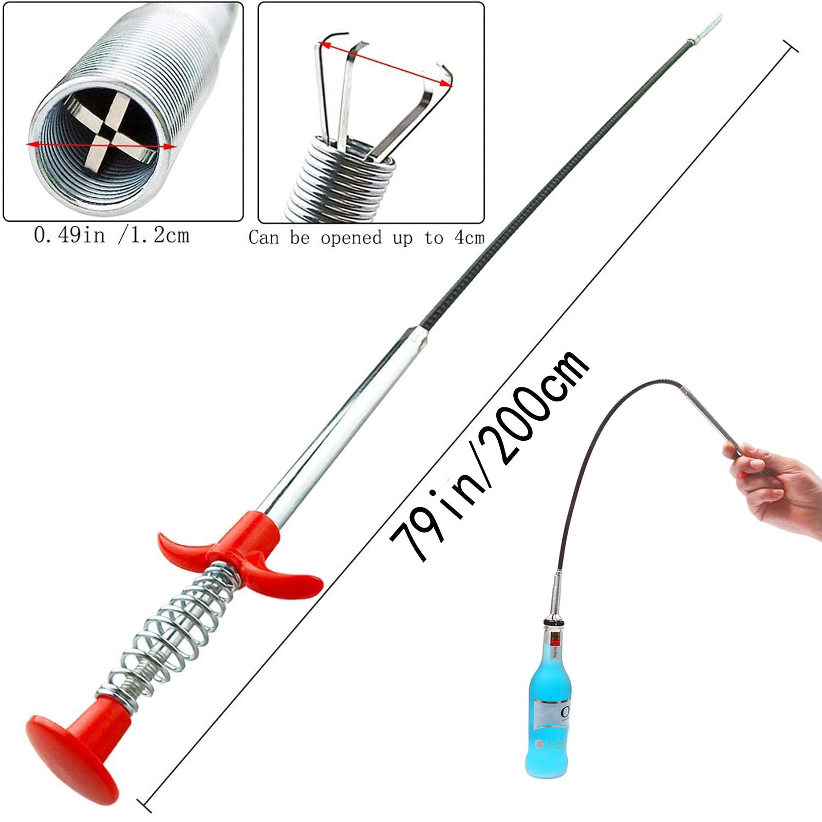 Domejo Drain Snake clears kitchen sink clogs with its long flexible reach.