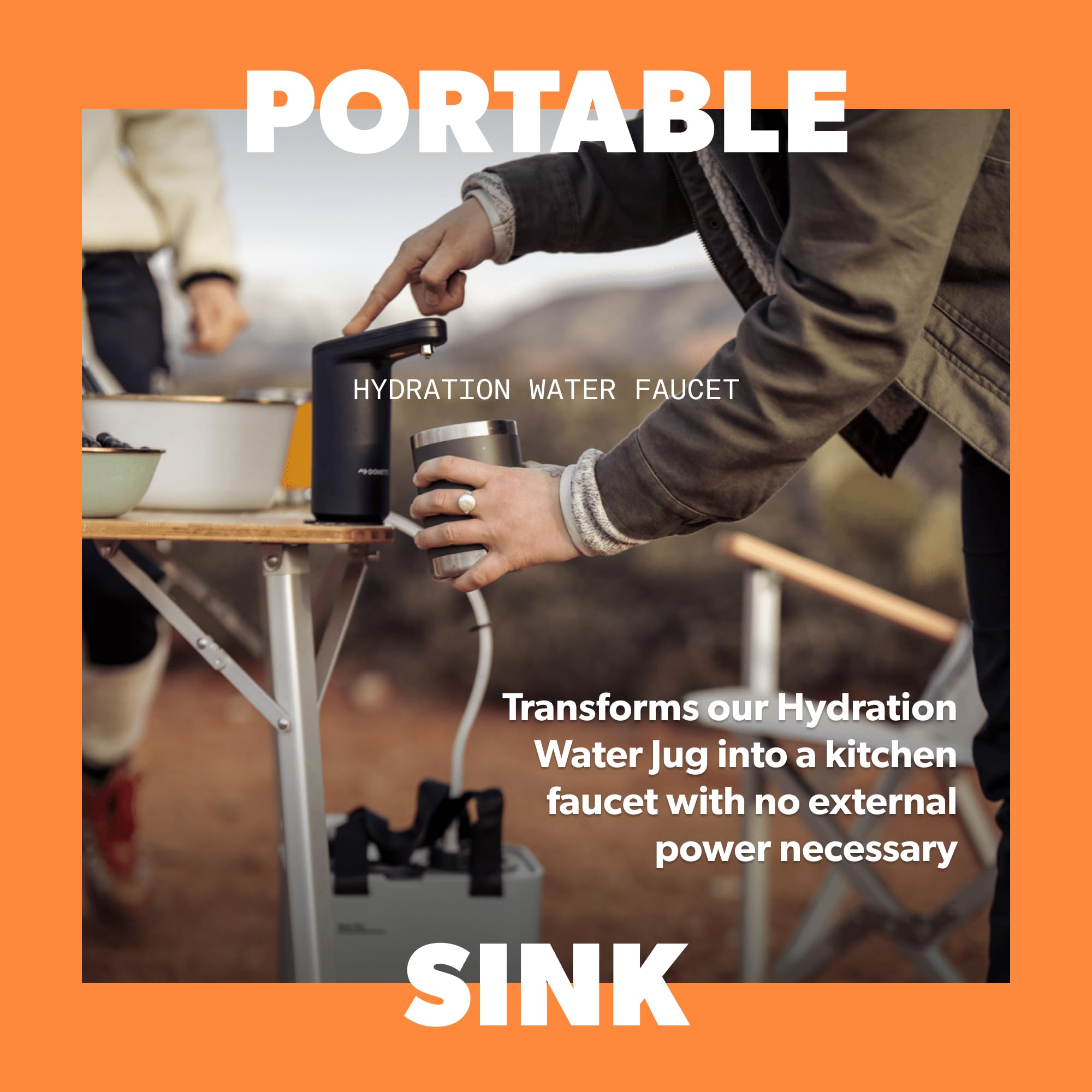 Dometic GO Hydration magnetic base secures the faucet on metal or smooth surfaces.