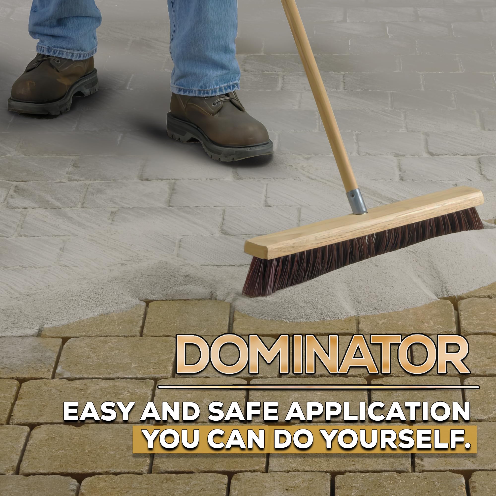 Fine sand and cement-free formula of DOMINATOR polymeric sand.