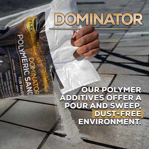DOMINATOR Polymeric Sand Calculator image helping estimate material needs.