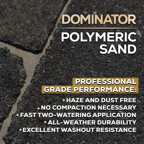 DOMINATOR polymeric sand sweeping into joints for quick installation.