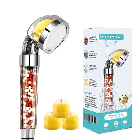 Dominow vitamin C shower head with handheld for chlorine removal and smoother skin.