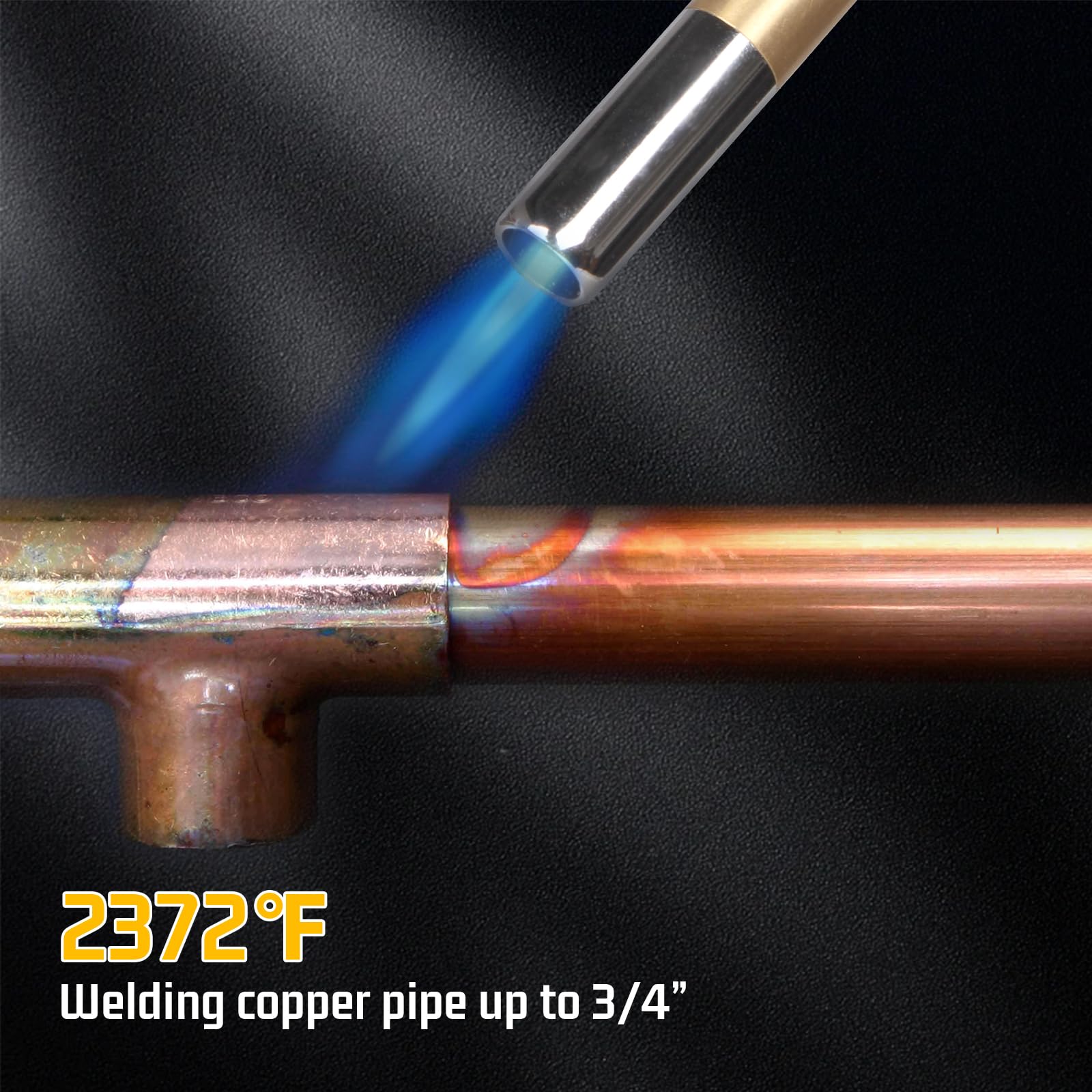 DOMINOX propane torch head high-temperature flame reaches 2372 ℉ for versatile tasks.