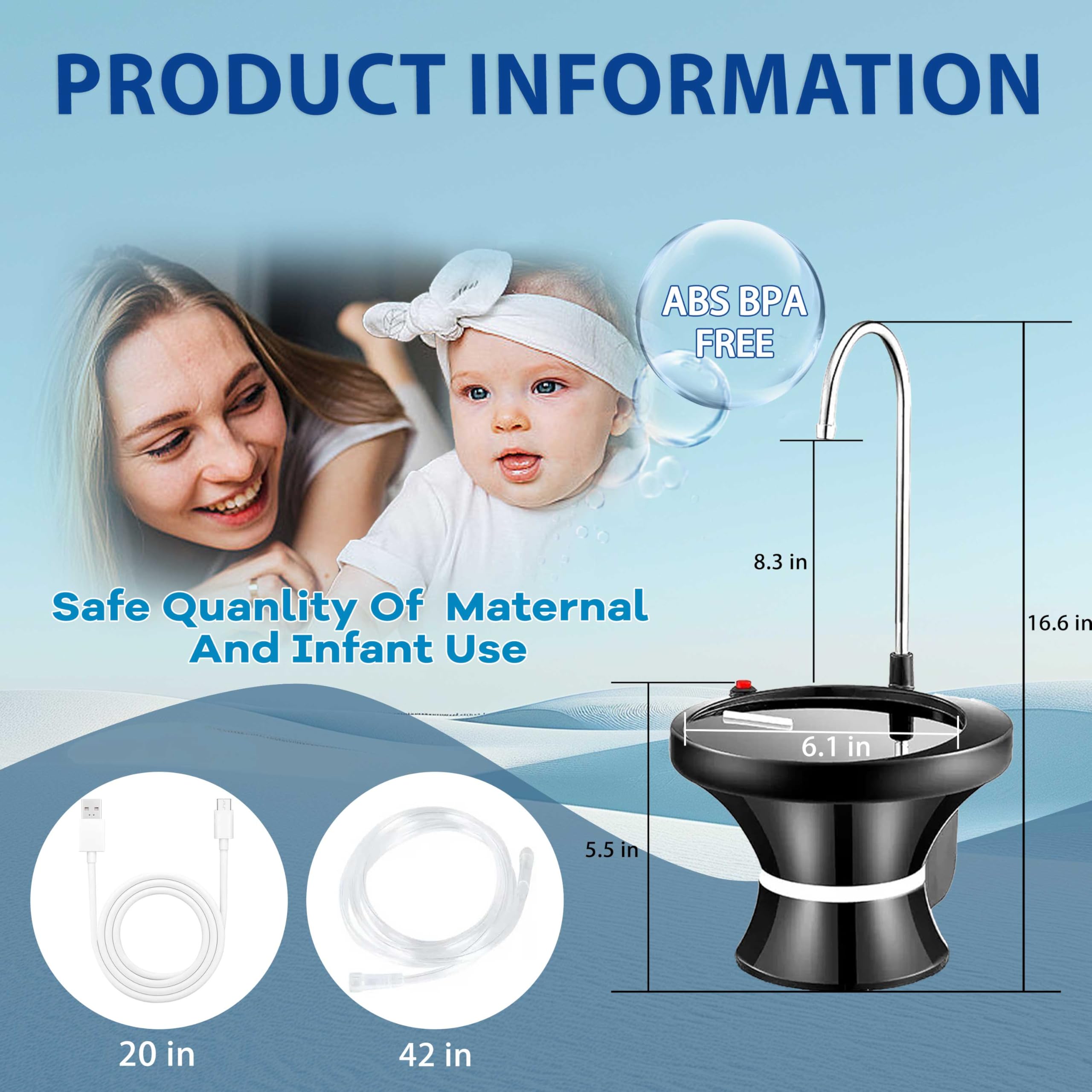 Dommsinon cap adapter for 1-5 gallon jugs ensures universal fit.