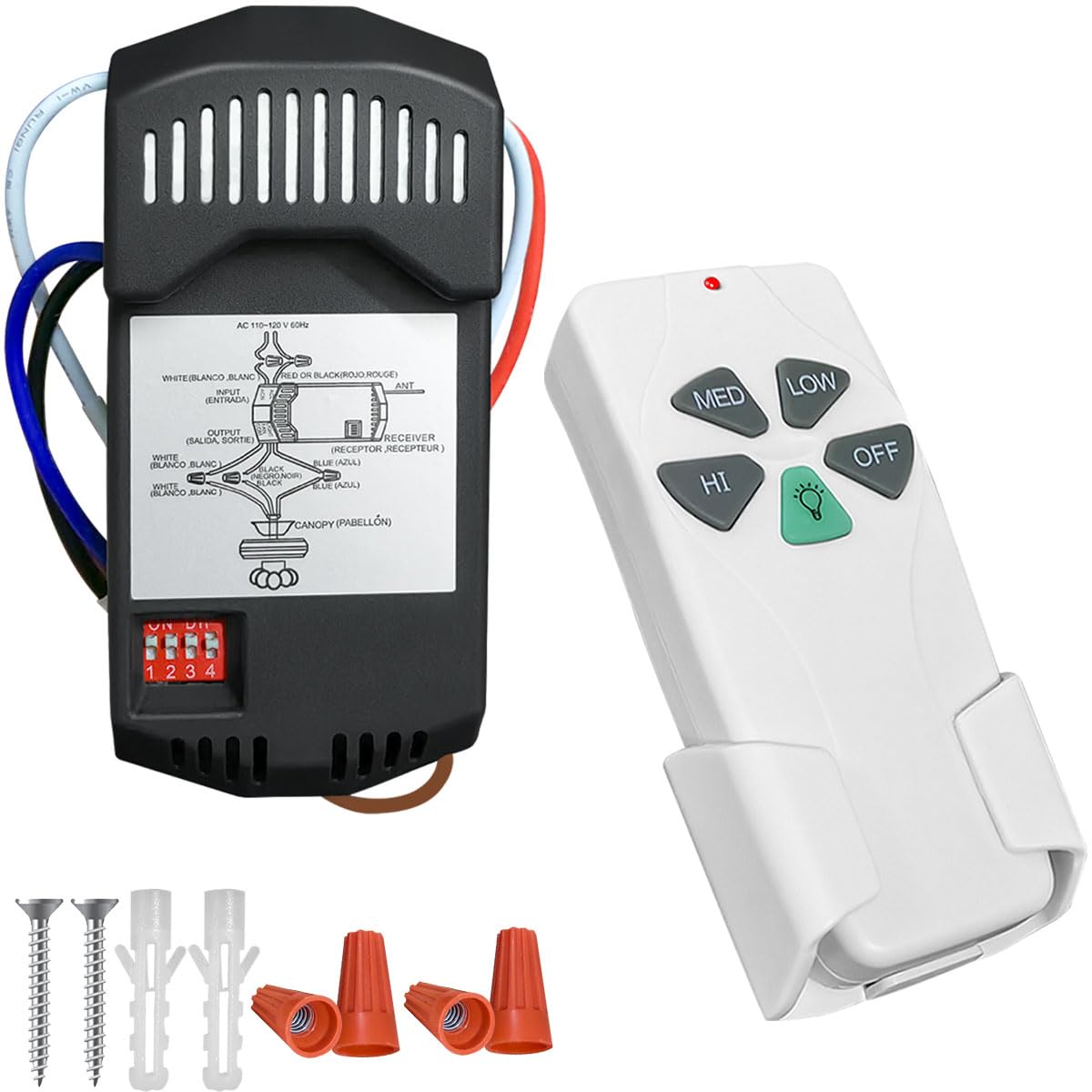 Dommsinon universal ceiling fan remote kit with dimmer for convenient control