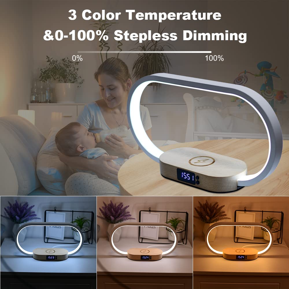 Donewin wooden base design adds natural warmth to any nightstand.