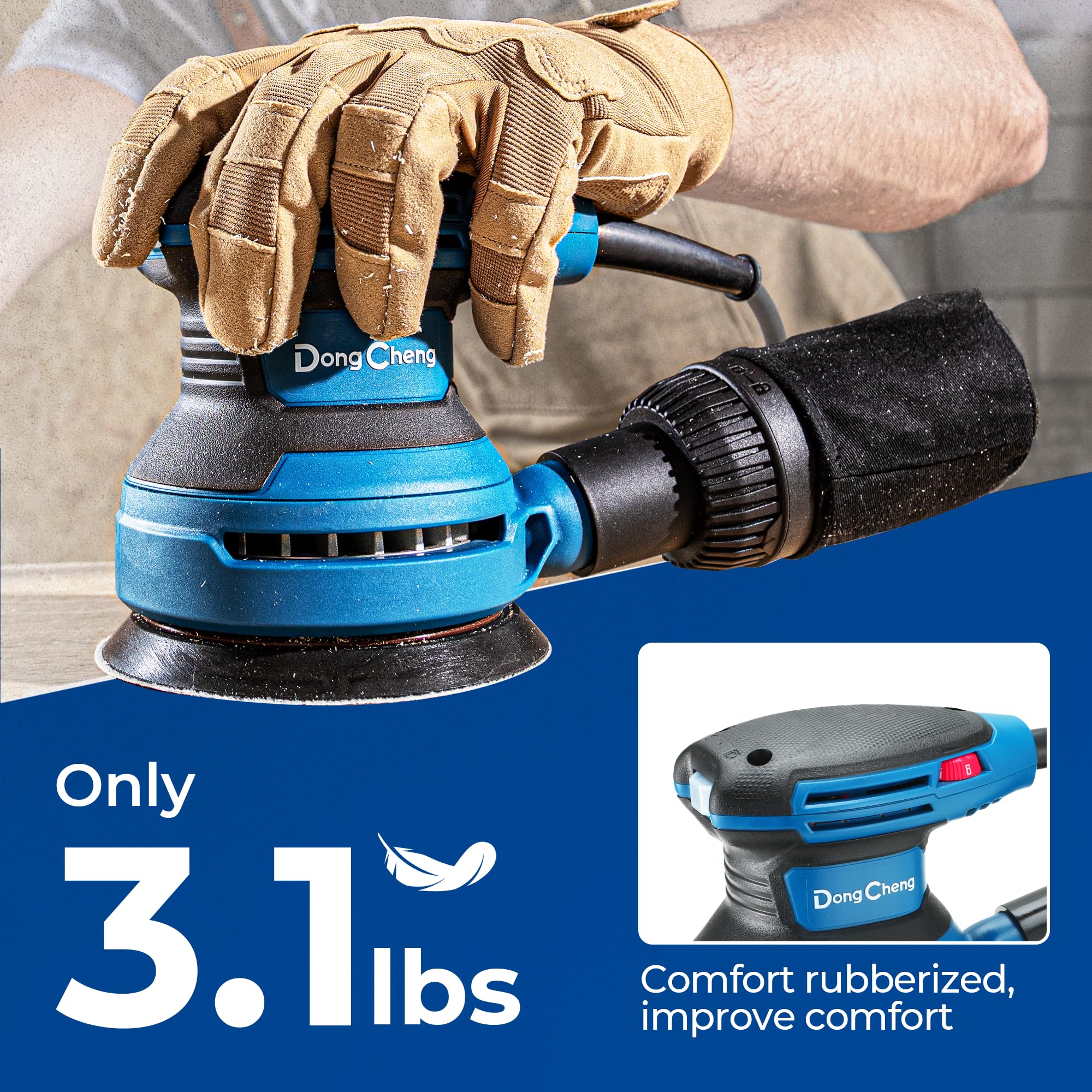 Dong Cheng 125mm sanding pad enables fast surface coverage on large panels.