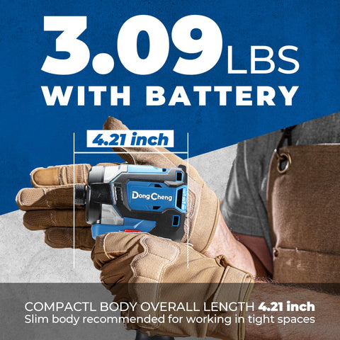 Dong Cheng 20V impact driver with 4300 IPM for efficient driving in tough materials.