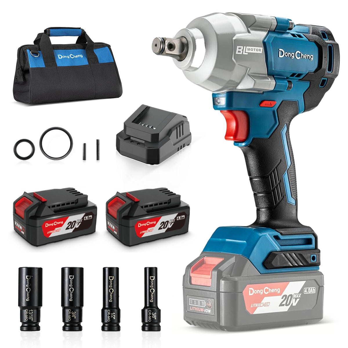 Dong Cheng 20V brushless impact wrench overview for heavy-duty fastening tasks.