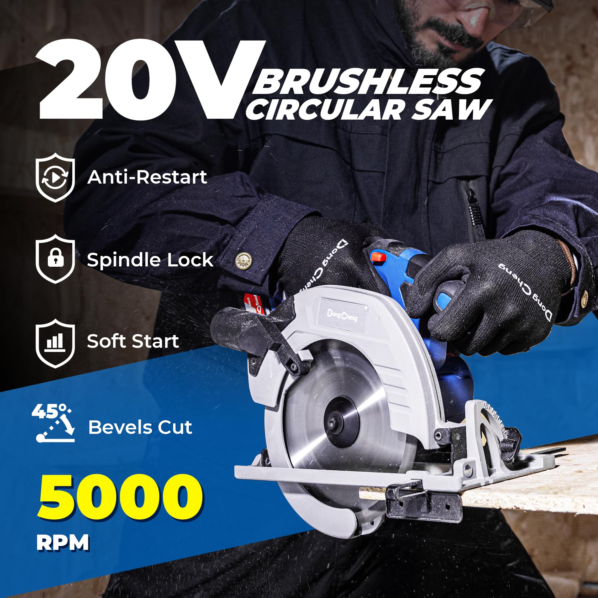 Dong Cheng 20V Max saw with 40T blade for smooth finish cuts