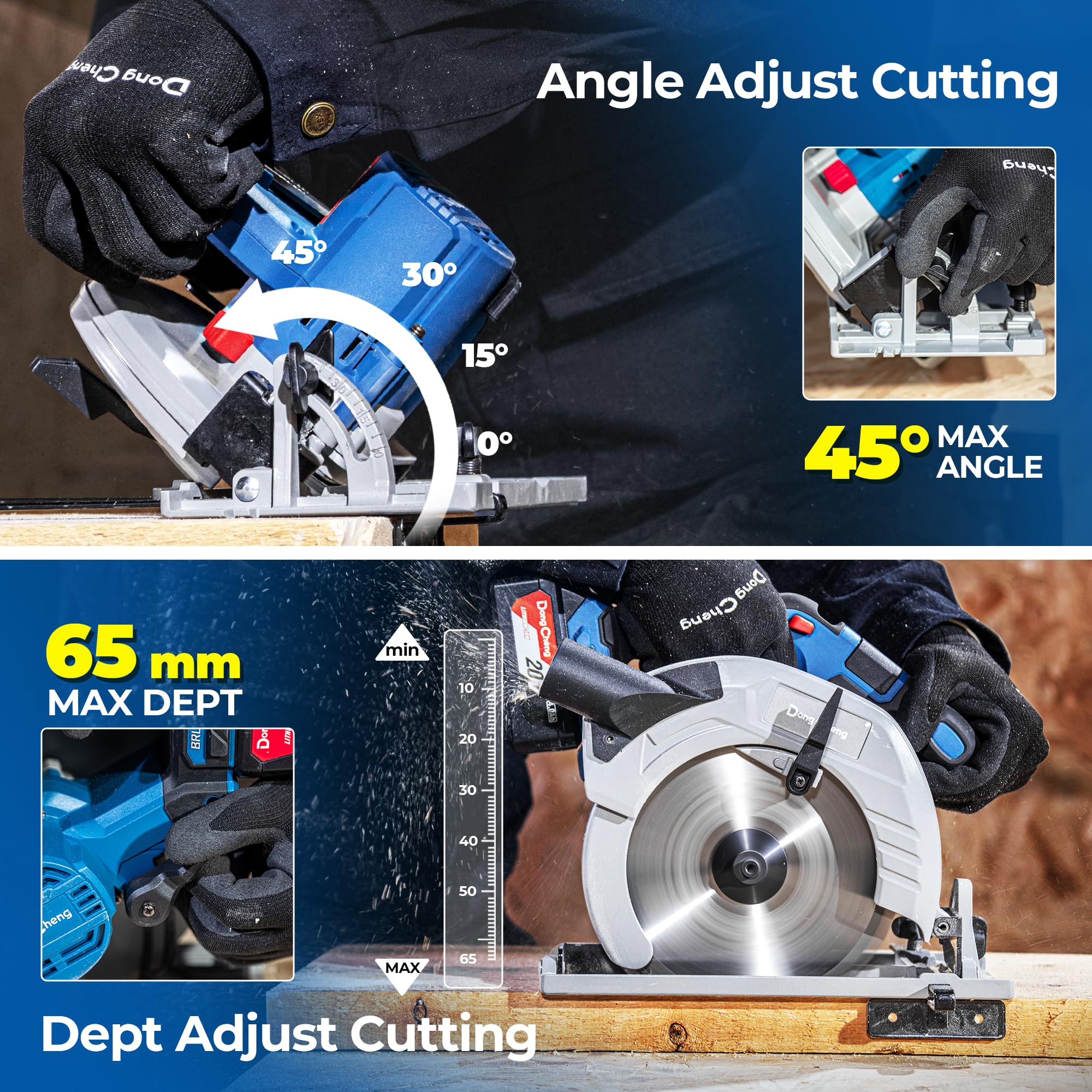 Bevel capability up to 45 degrees for framing and moldings