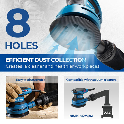 Dong Cheng dust box and sealed switch minimize dust for cleaner work.