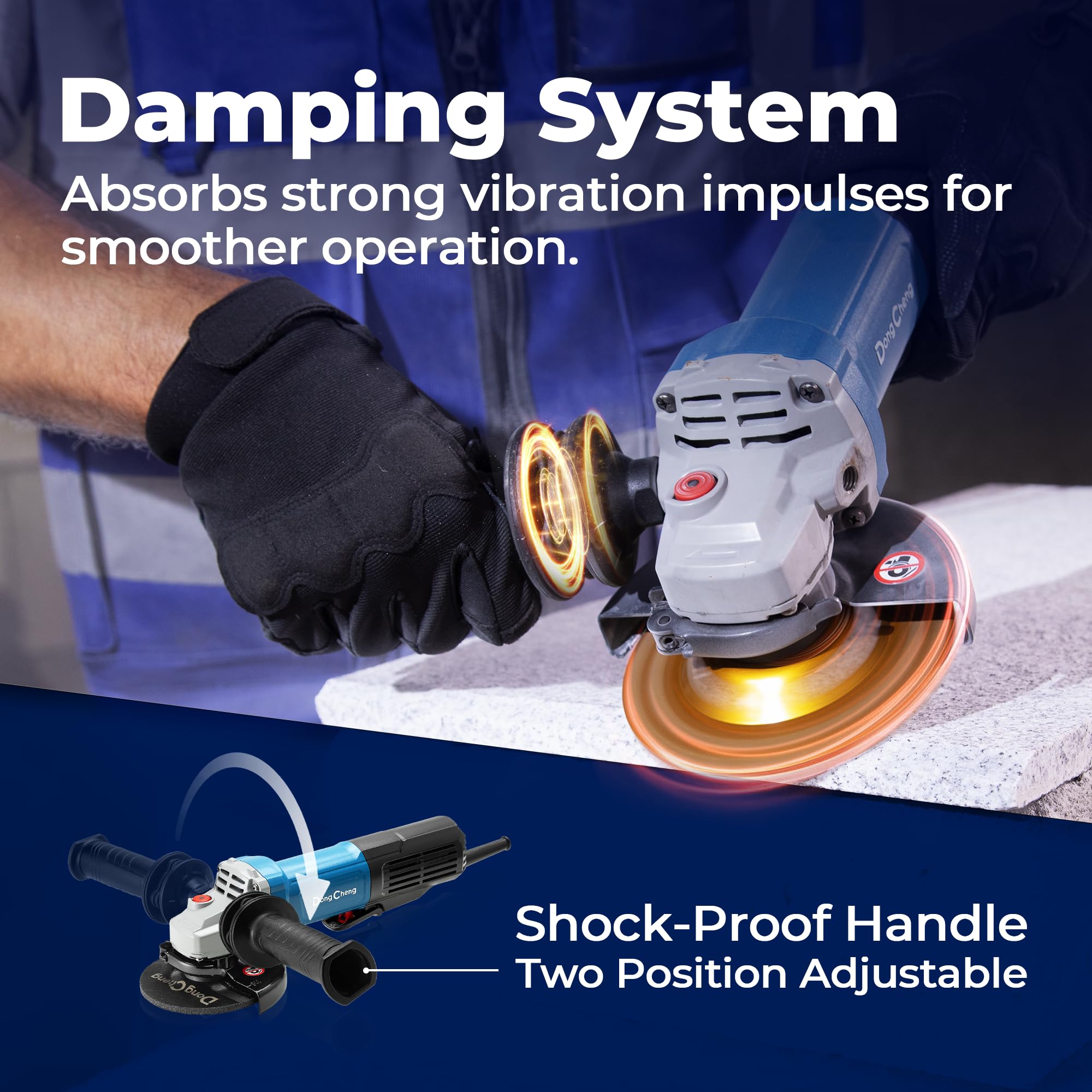 DongCheng compact grip with shock-proof handle reduces vibration.