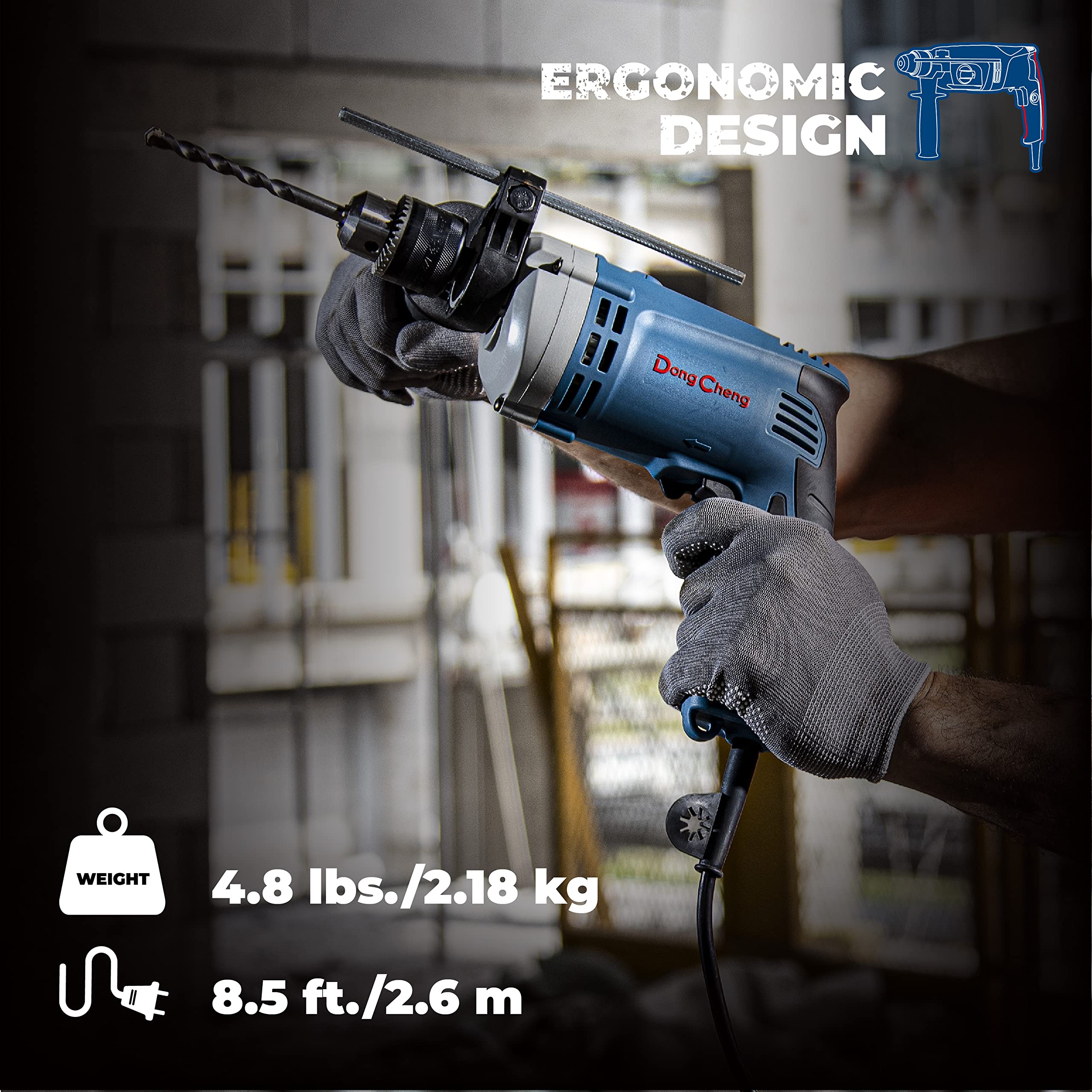 DongCheng Hammer Drill 6A includes 15 bits for versatile tasks