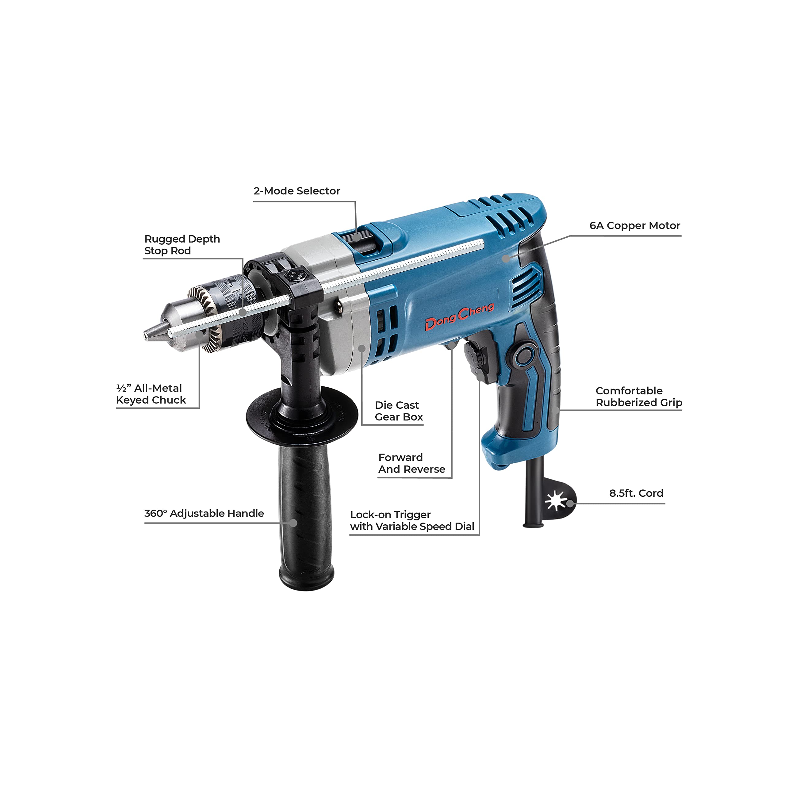 DongCheng Hammer Drill 6A 360-degree auxiliary handle for steady control