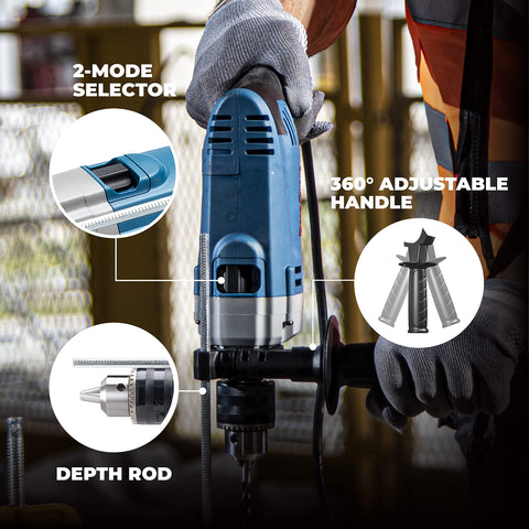 DongCheng Hammer Drill 6A dual-mode switch enables drill or hammer drilling
