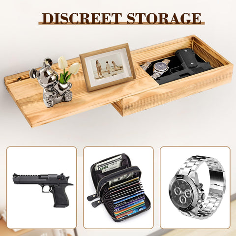 Dononr hidden gun storage shelf side view highlights slim profile for wall space.