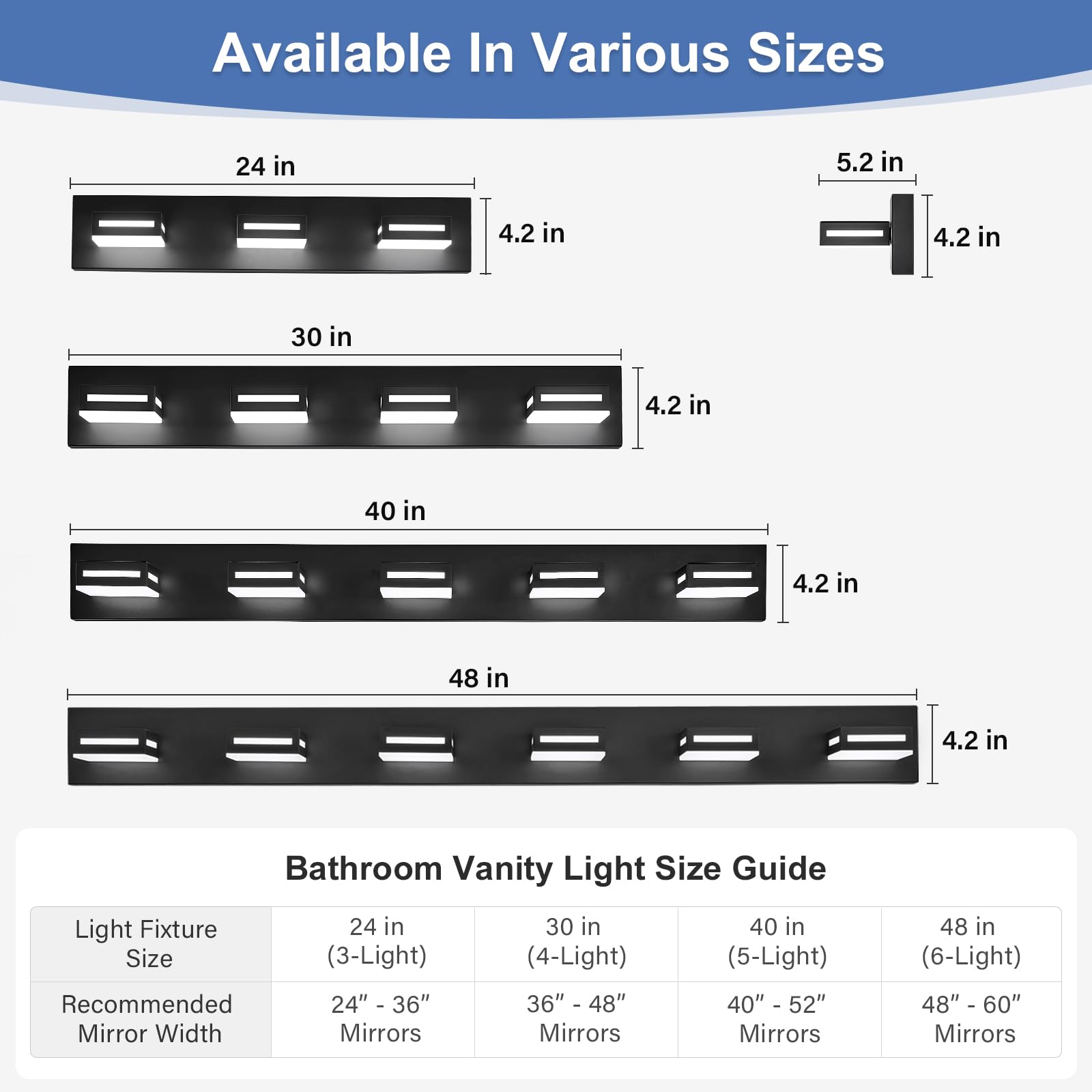 Donrao modern black vanity light with frosted acrylic diffuser for glare-free illumination