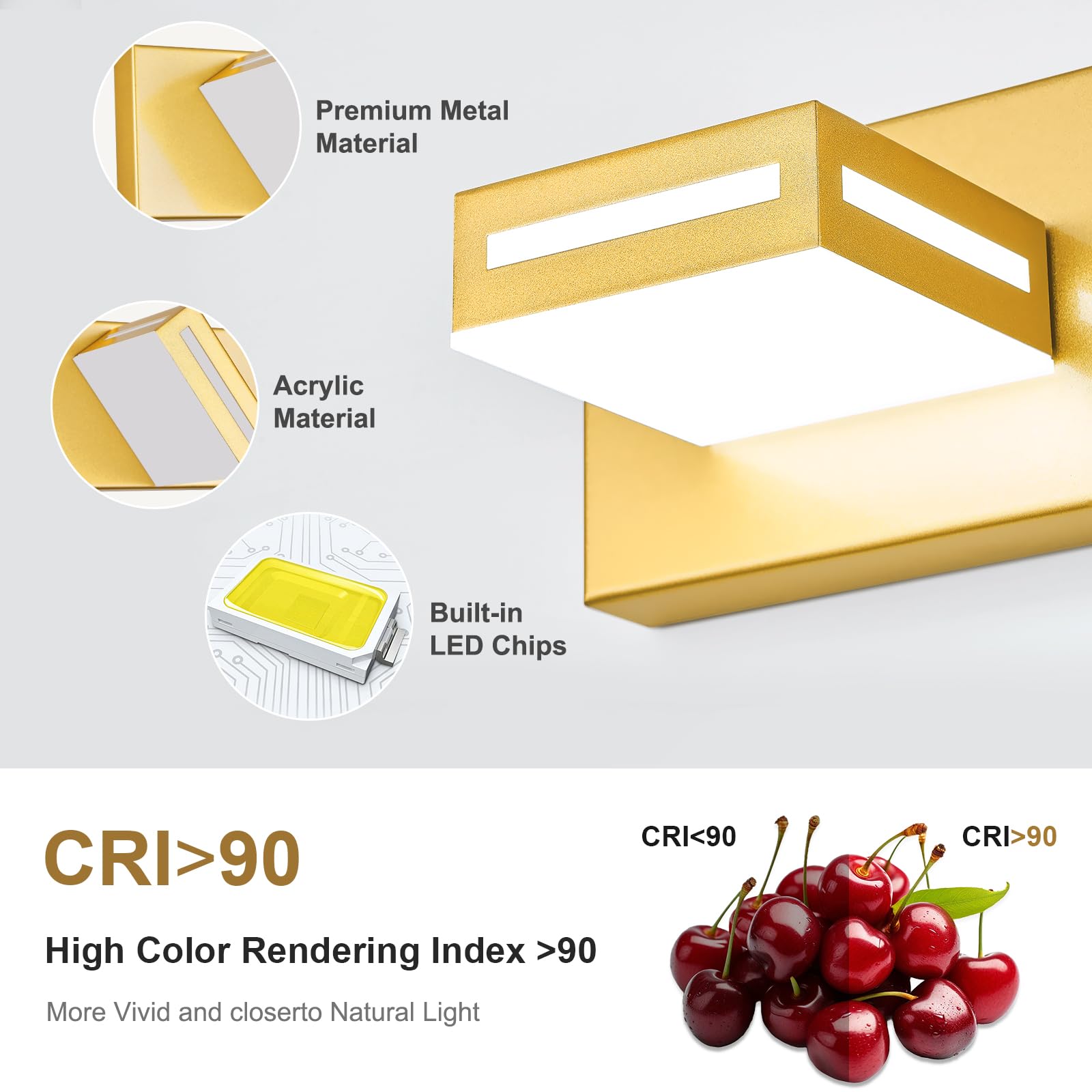 Donrao ready-to-install bathroom vanity light with included hardware.