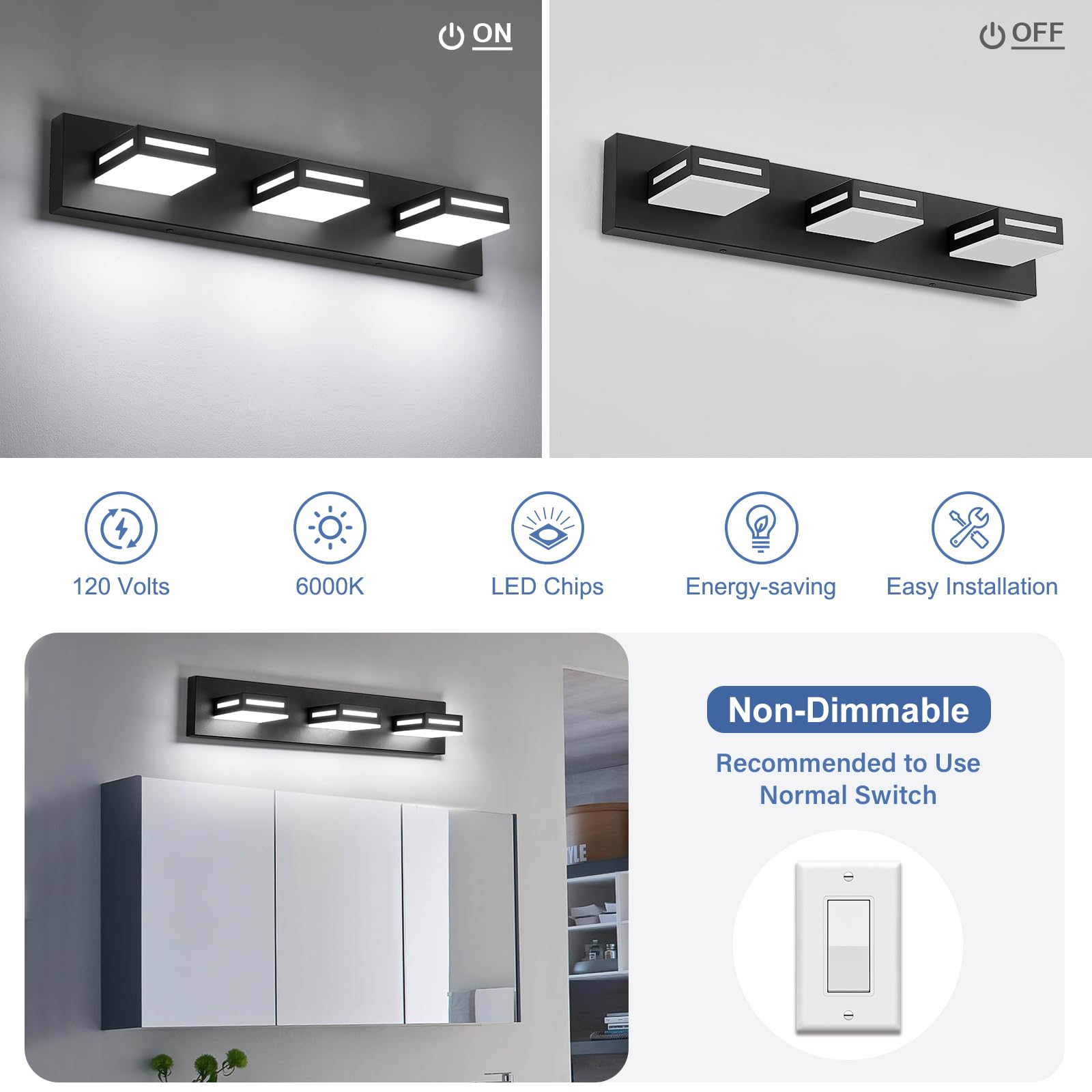Donrao vanity light with 350-degree rotation to customize lighting angles
