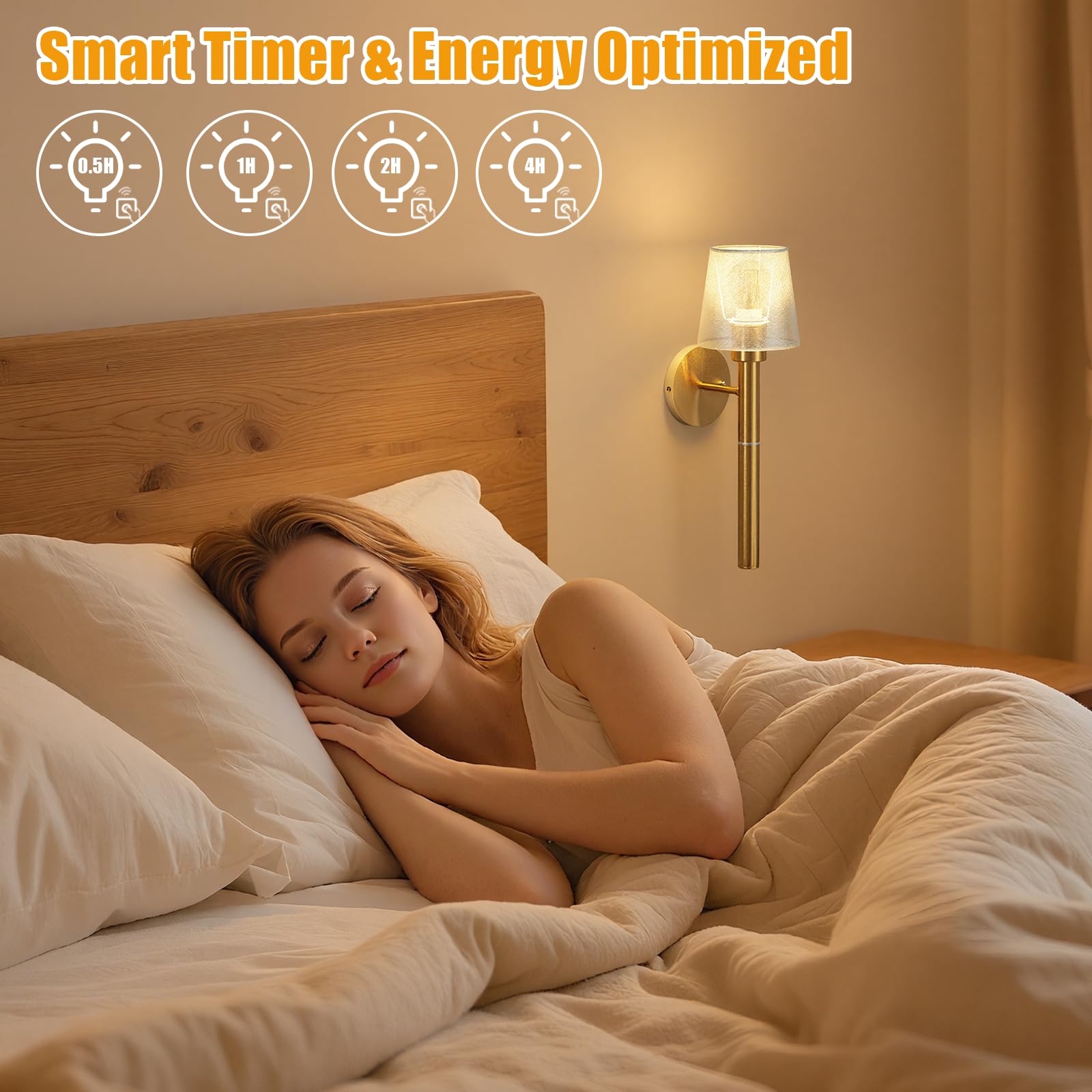 Donsis wall sconce timer function previews energy-saving presets