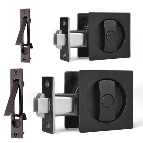 Dontay pocket door privacy lock matte black flush design for seamless doors