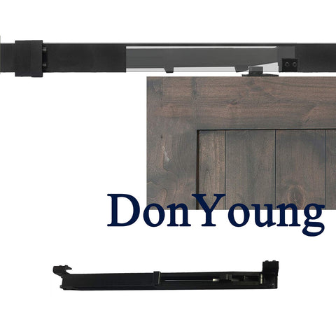 DonYoung barn-door soft-close mechanism front view highlights smooth operation.