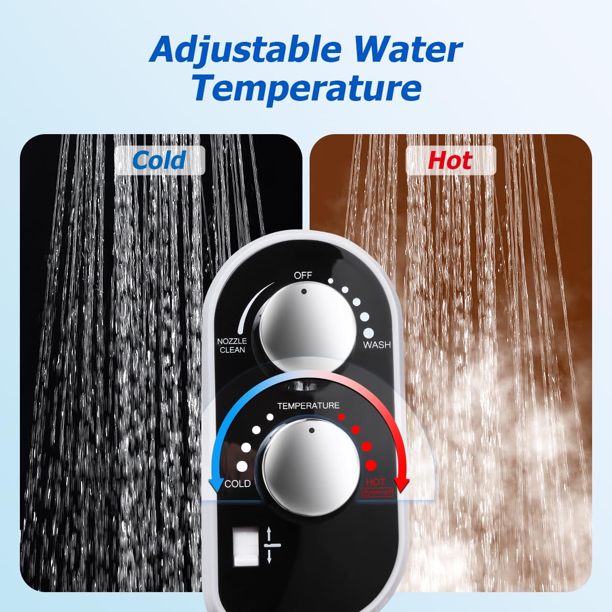 DooLv adjustable pressure and angle knob enables customized spray comfort