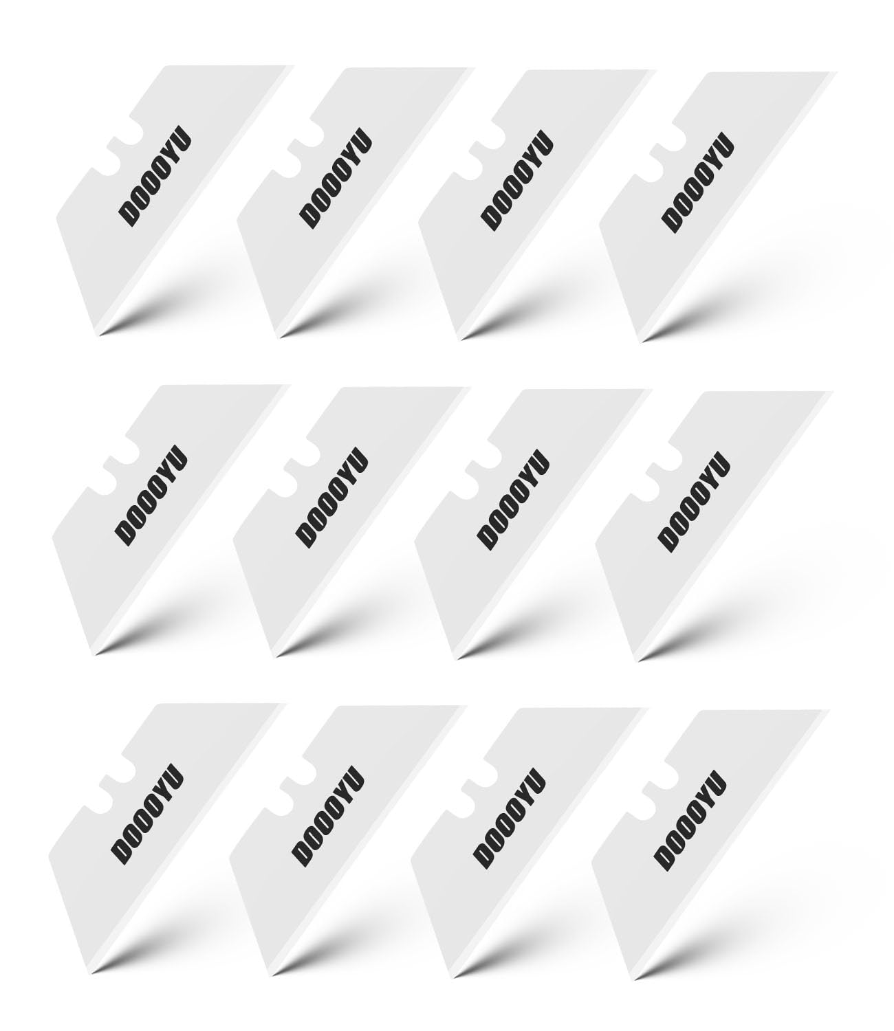 DOOOYU ceramic knife blades 12-pack for precise cuts on paper and packaging.