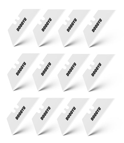 DOOOYU ceramic knife blades 12-pack for precise cuts on paper and packaging.