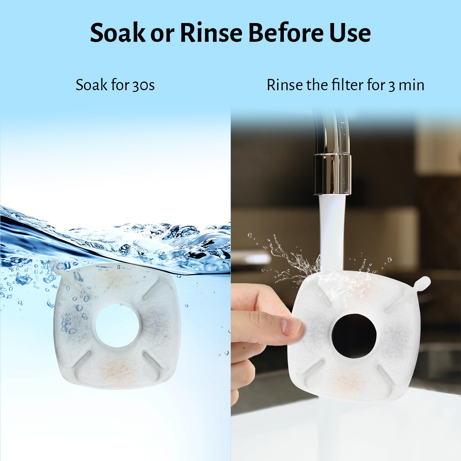 DOOOB cat fountain replace filters packaging shows six-pack bundle