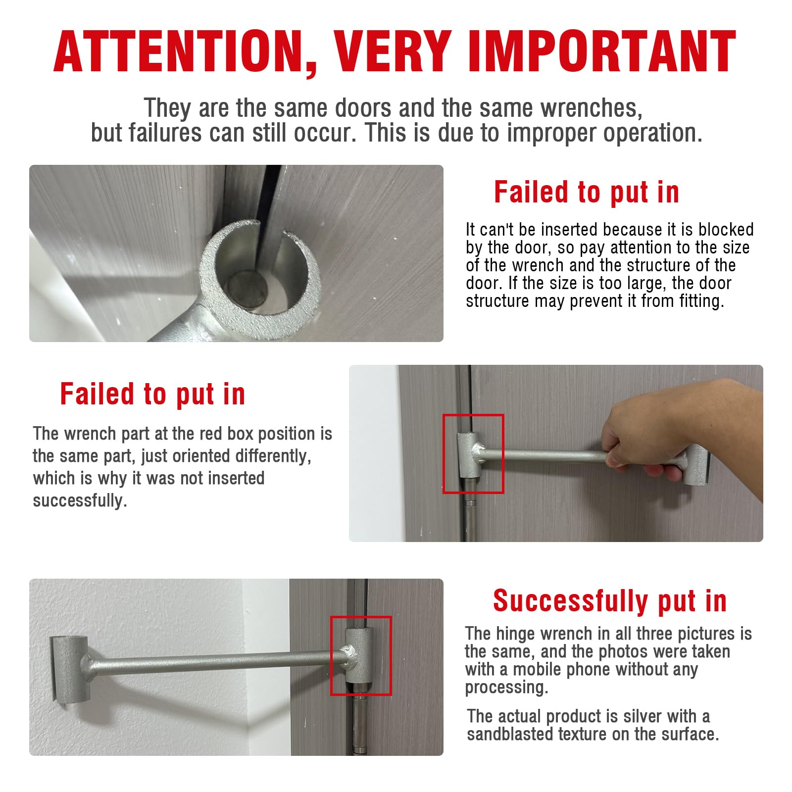 Door Hinge Adjustment Tool 0.98 inch wrench for heavy-duty hinge gaps.