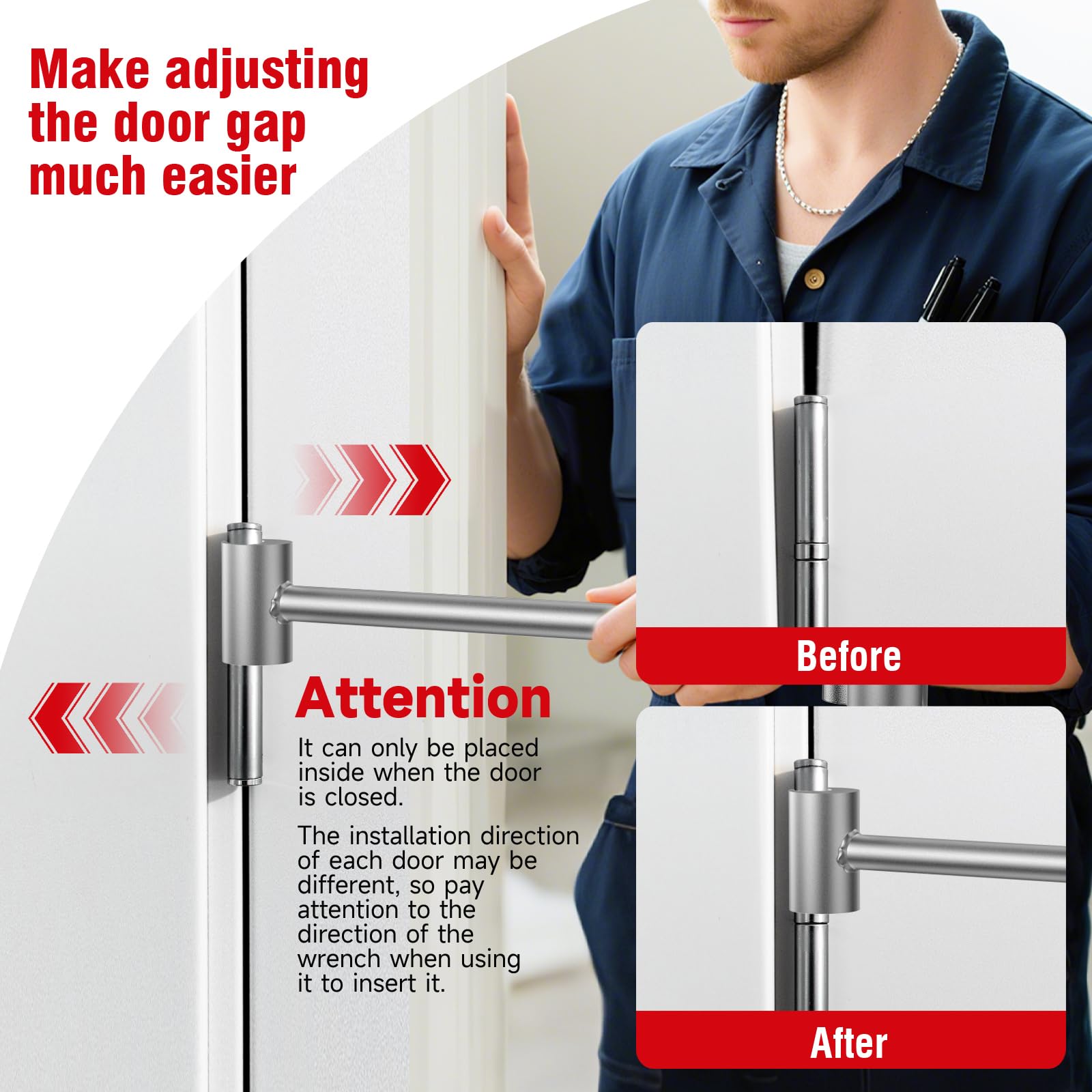 Door Hinge Adjustment Tool suitable for cleanroom doors requiring precise gap control.