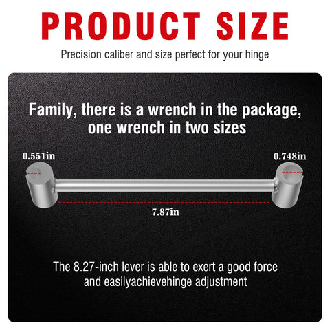 Door Hinge Adjustment Tool displays multiple wrench sizes for versatile hinge gaps.