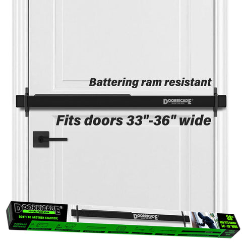 Doorricade solid aluminum bar secures the front door with robust strength