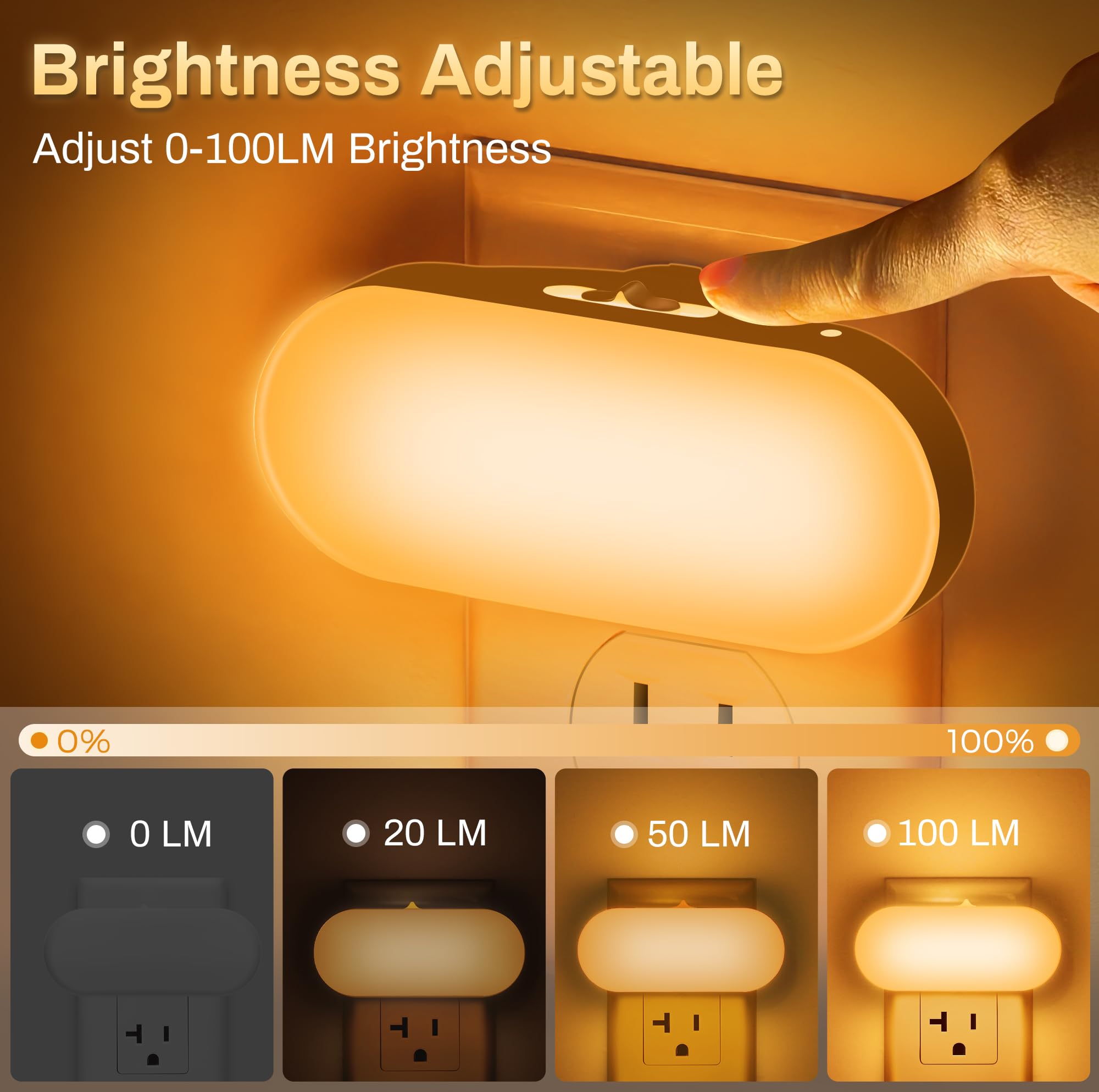 DORESshop Amber Night Light wall plug design saves space while lighting a hallway