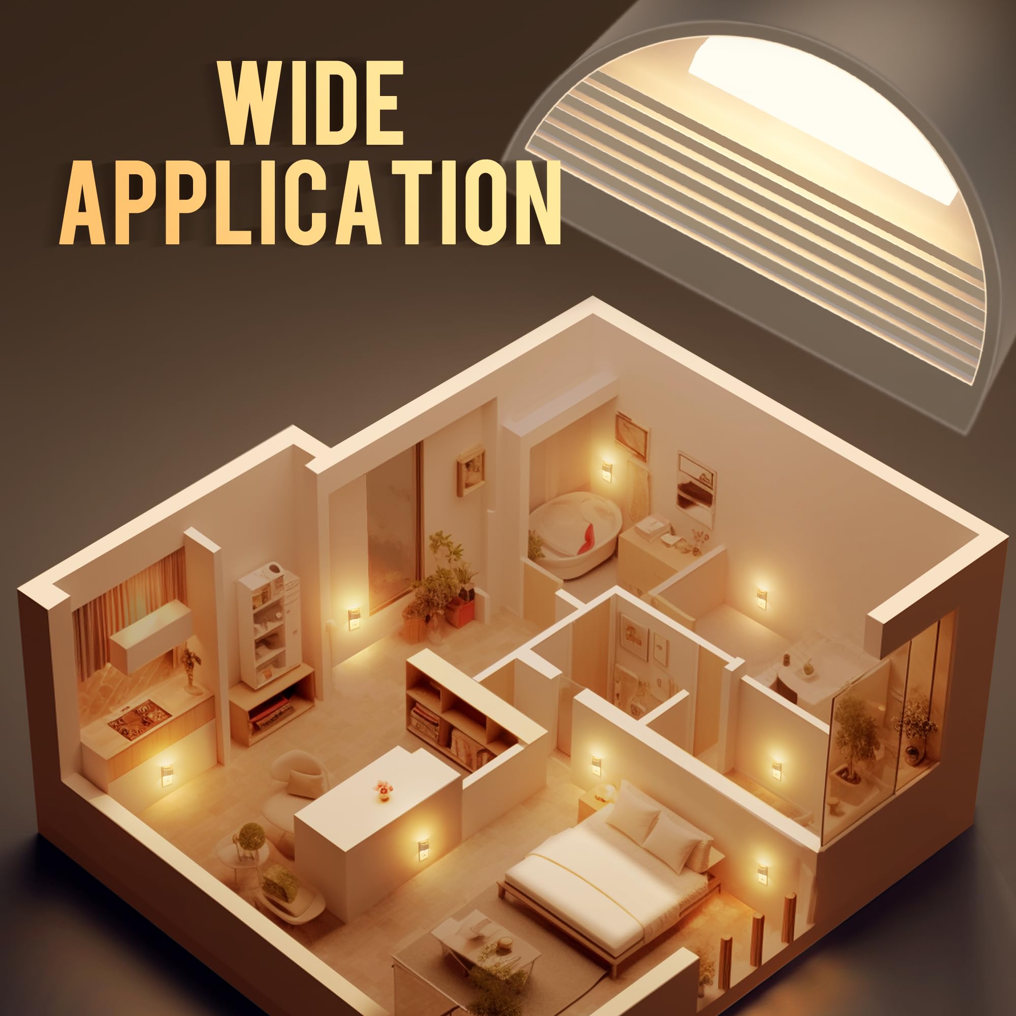DORESshop night light for bedrooms and hallways, warm 3000K glow