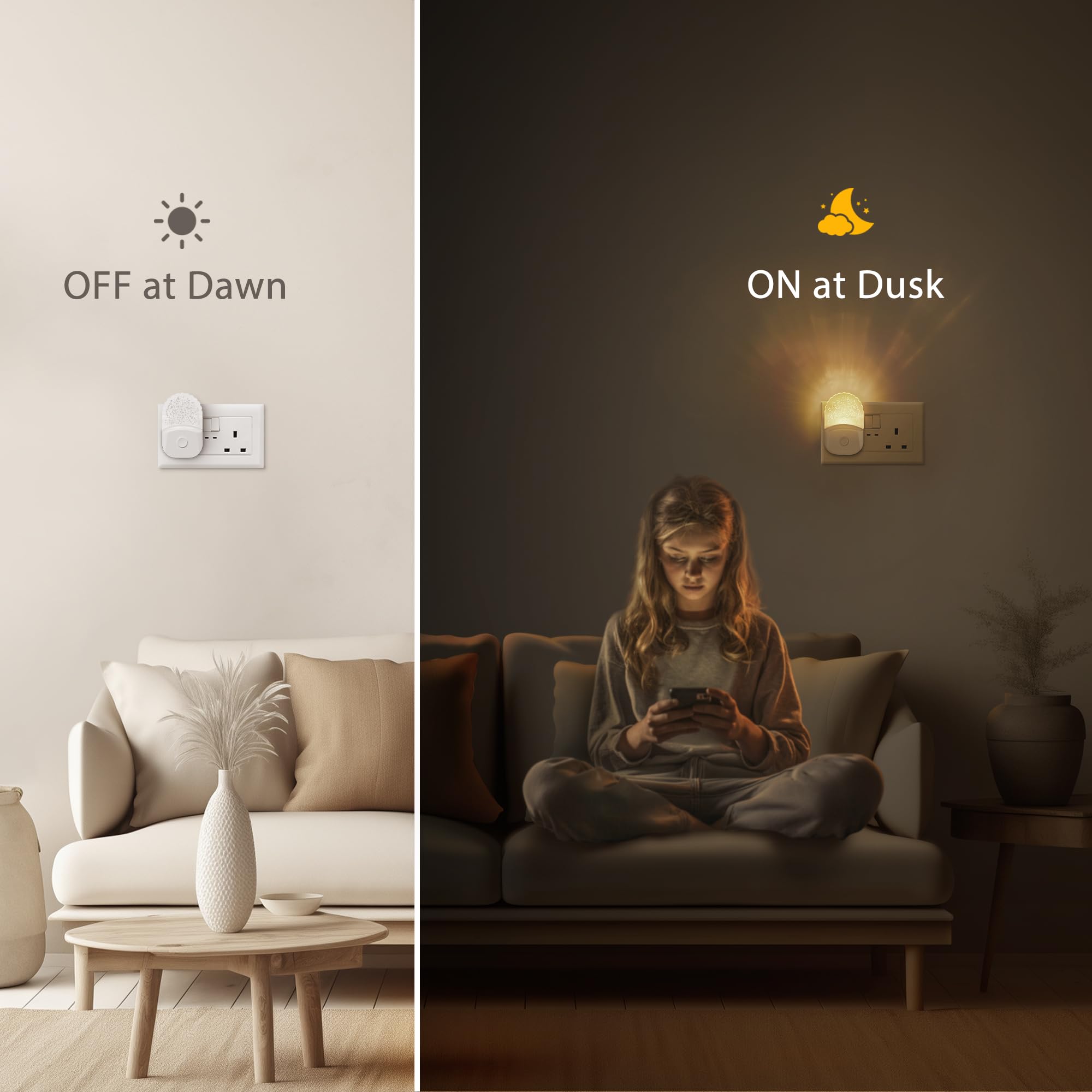 DORESshop dusk-to-dawn auto-sensor night light for hands-free use