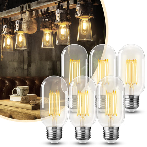 DORESshop six-pack LED Edison bulbs in clear glass for vintage charm and efficiency