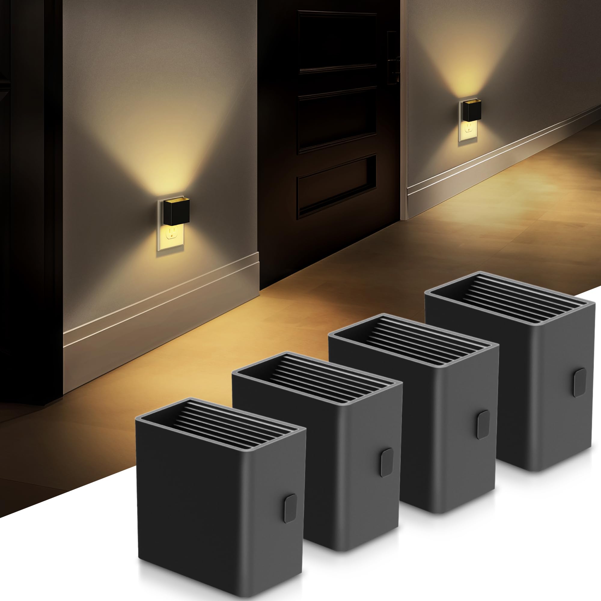 DORESshop LED night light plugged into wall, warm glow for safe hallway navigation.