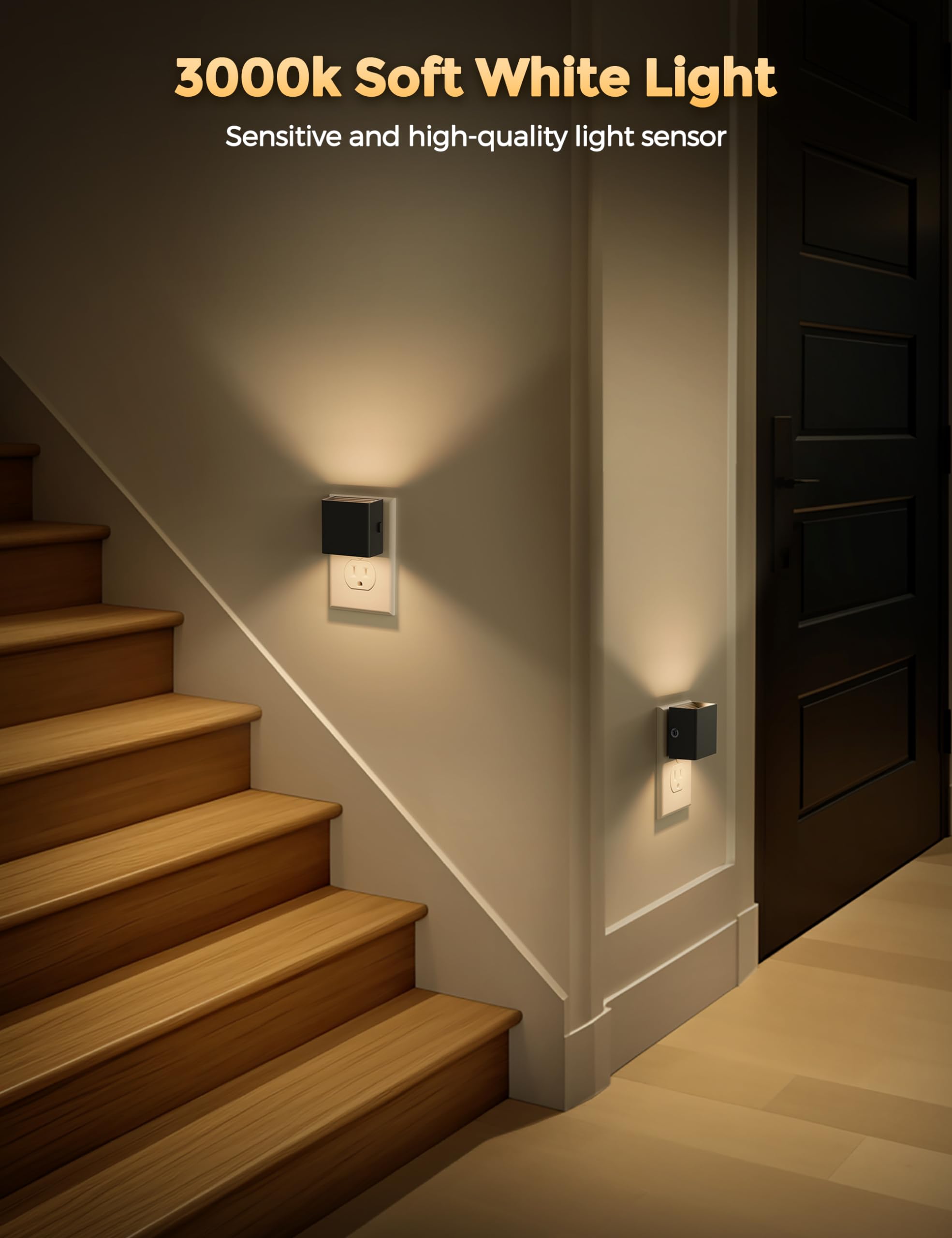 DORESshop warm 3000K night light creates cozy bedroom ambiance.