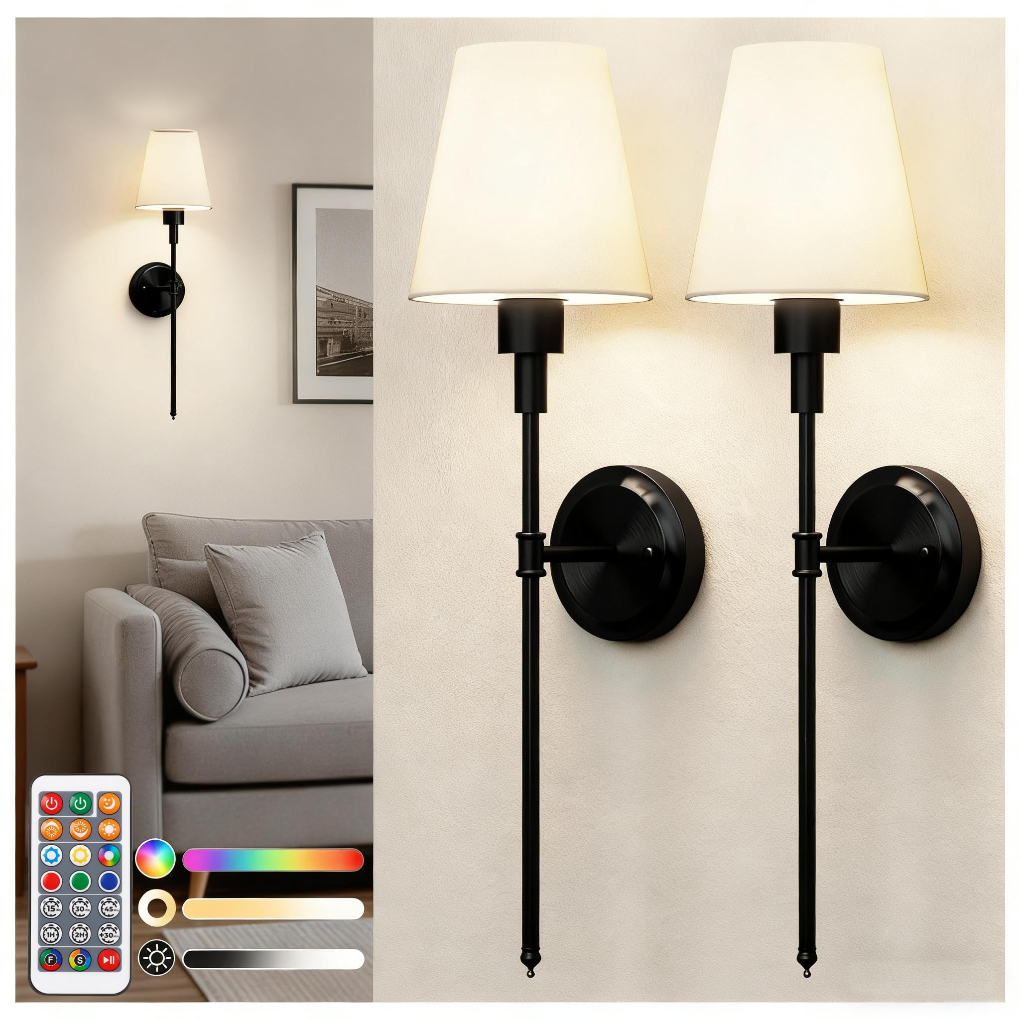 DORESshop battery wall sconce set two provides wireless ambiance for bedrooms and living rooms.