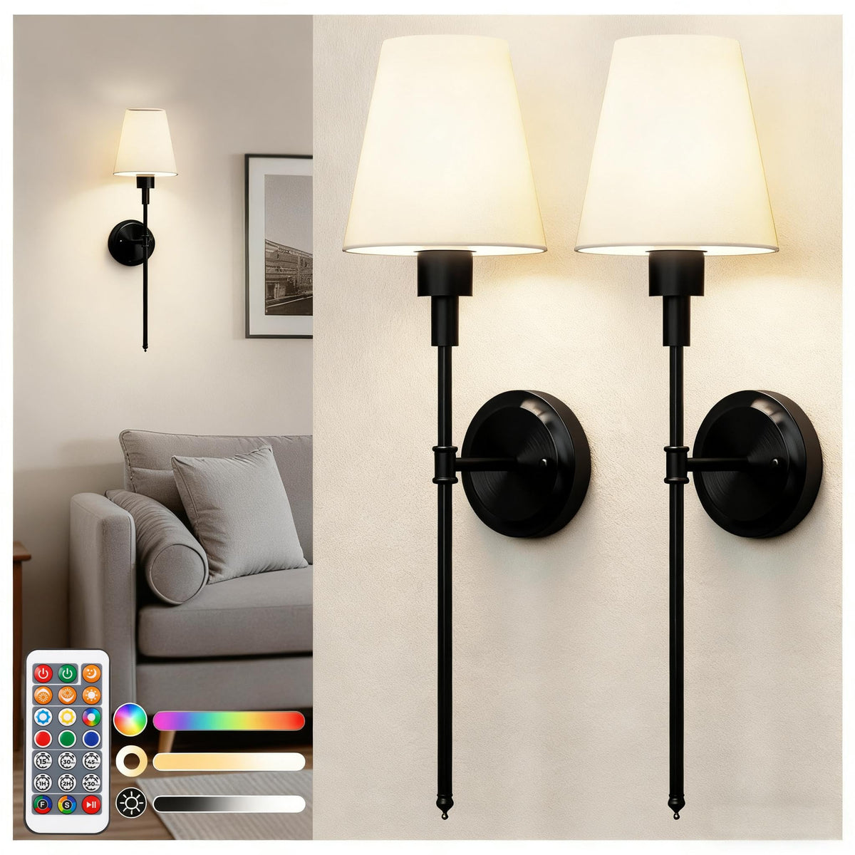 DORESshop battery wall sconce set two provides wireless ambiance for bedrooms and living rooms.