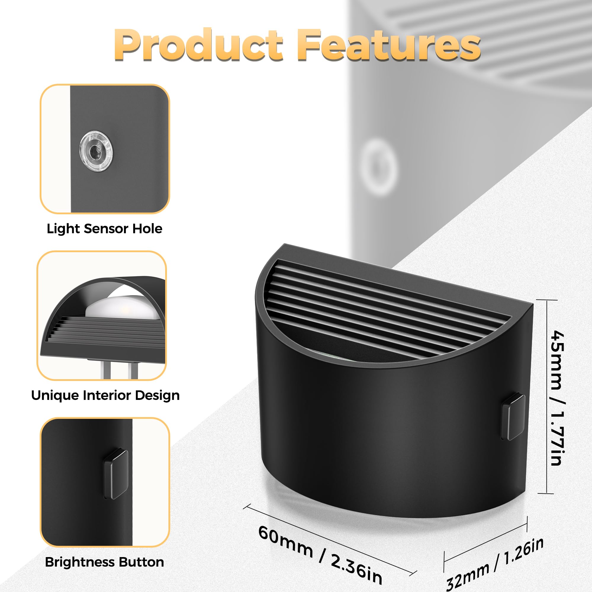 DORESshop black cylindrical night light blending with modern decor.