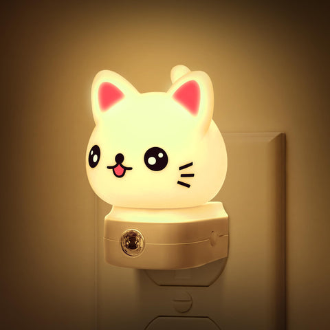 DORESshop Cat Night Light plugged into wall emits soft, kid-friendly glow