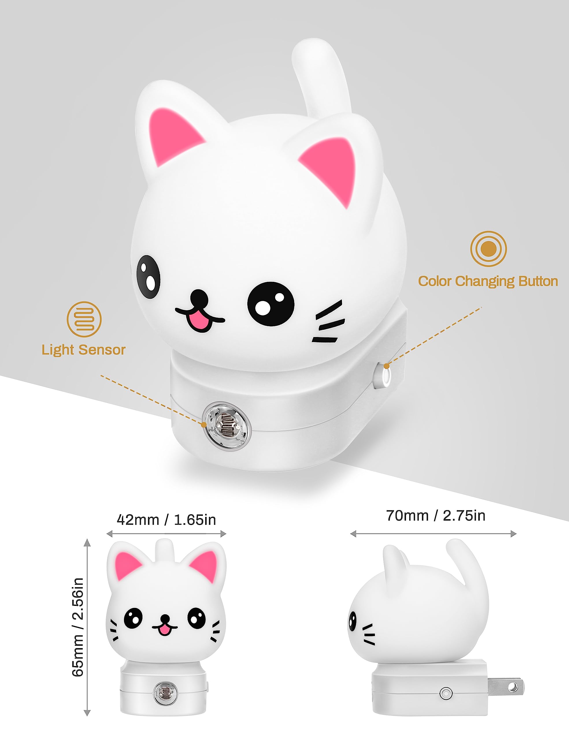 Cat night light casts gentle wall glow in a kid-friendly room
