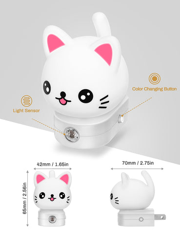 Cat night light casts gentle wall glow in a kid-friendly room