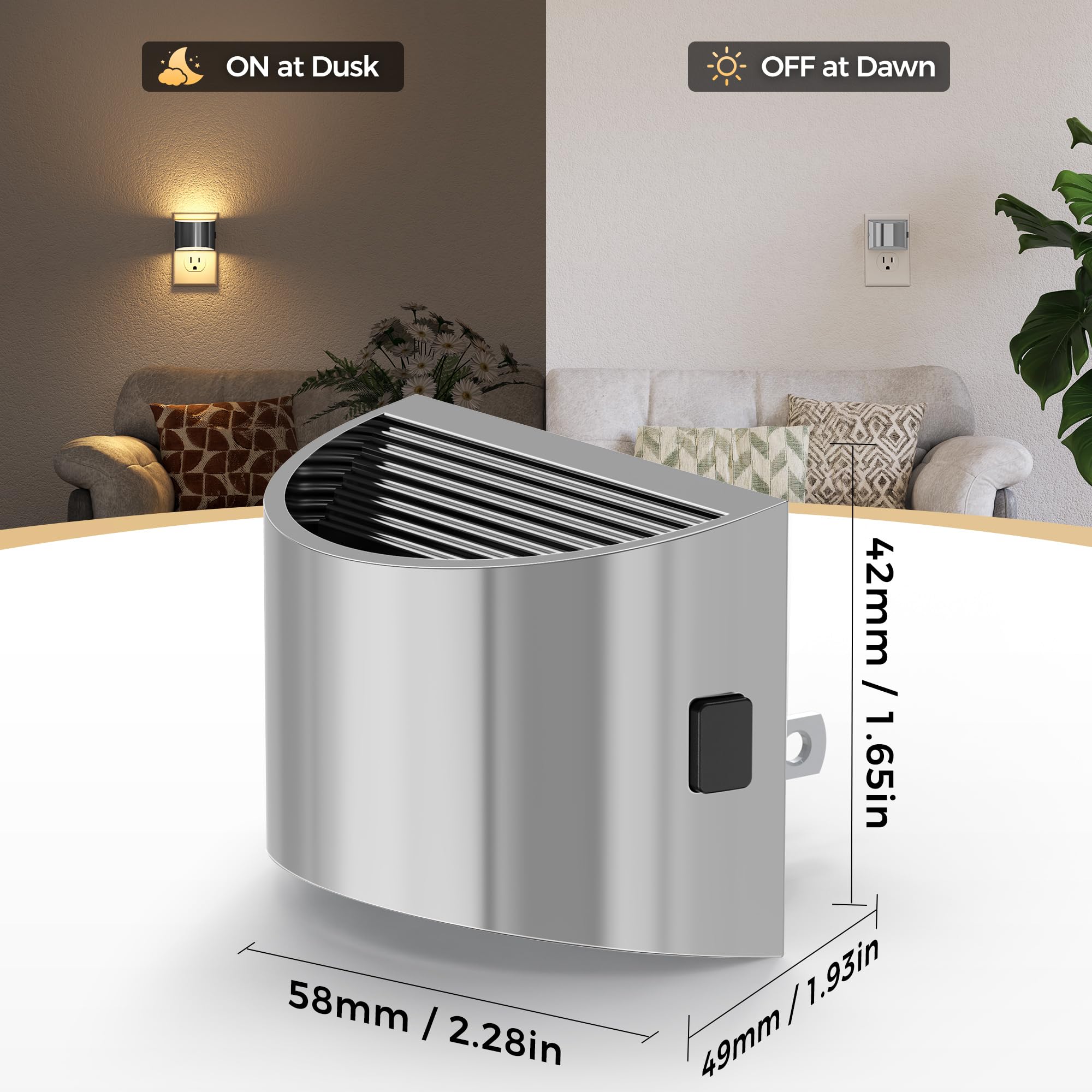 DORESshop dusk-to-dawn sensor night light automatically lights up.