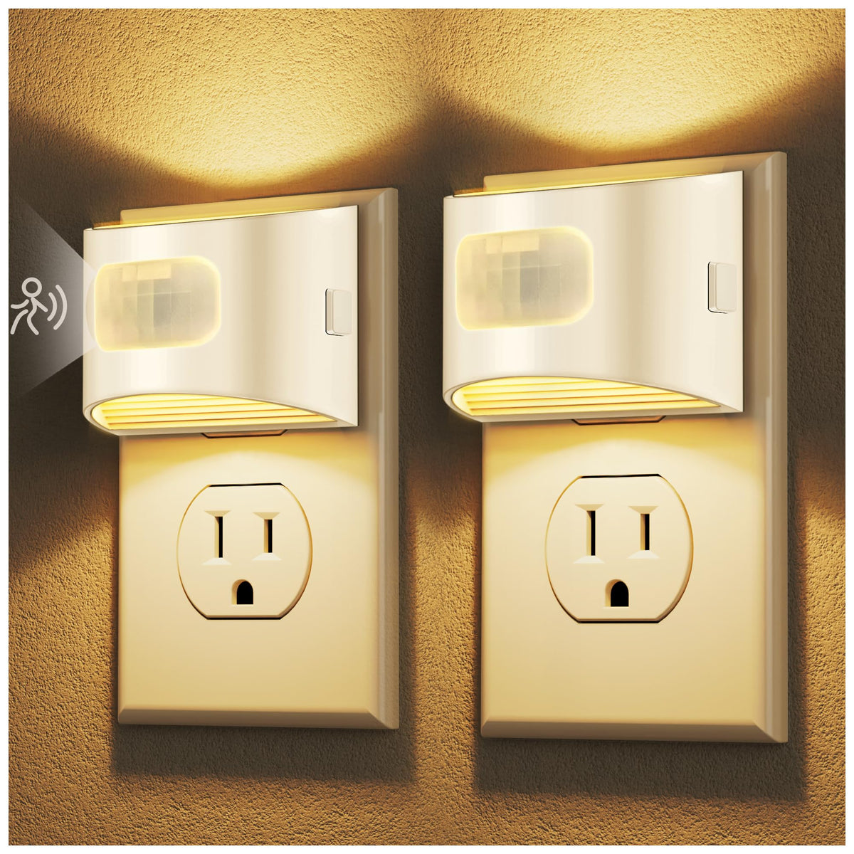 DORESshop LED night light 2-pack plugged into wall for safe night navigation.