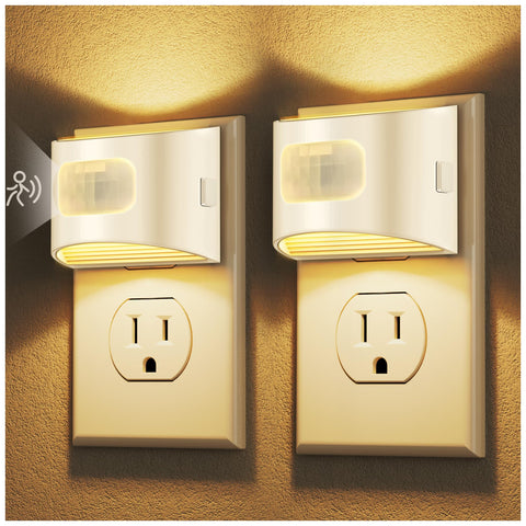 DORESshop LED night light 2-pack plugged into wall for safe night navigation.